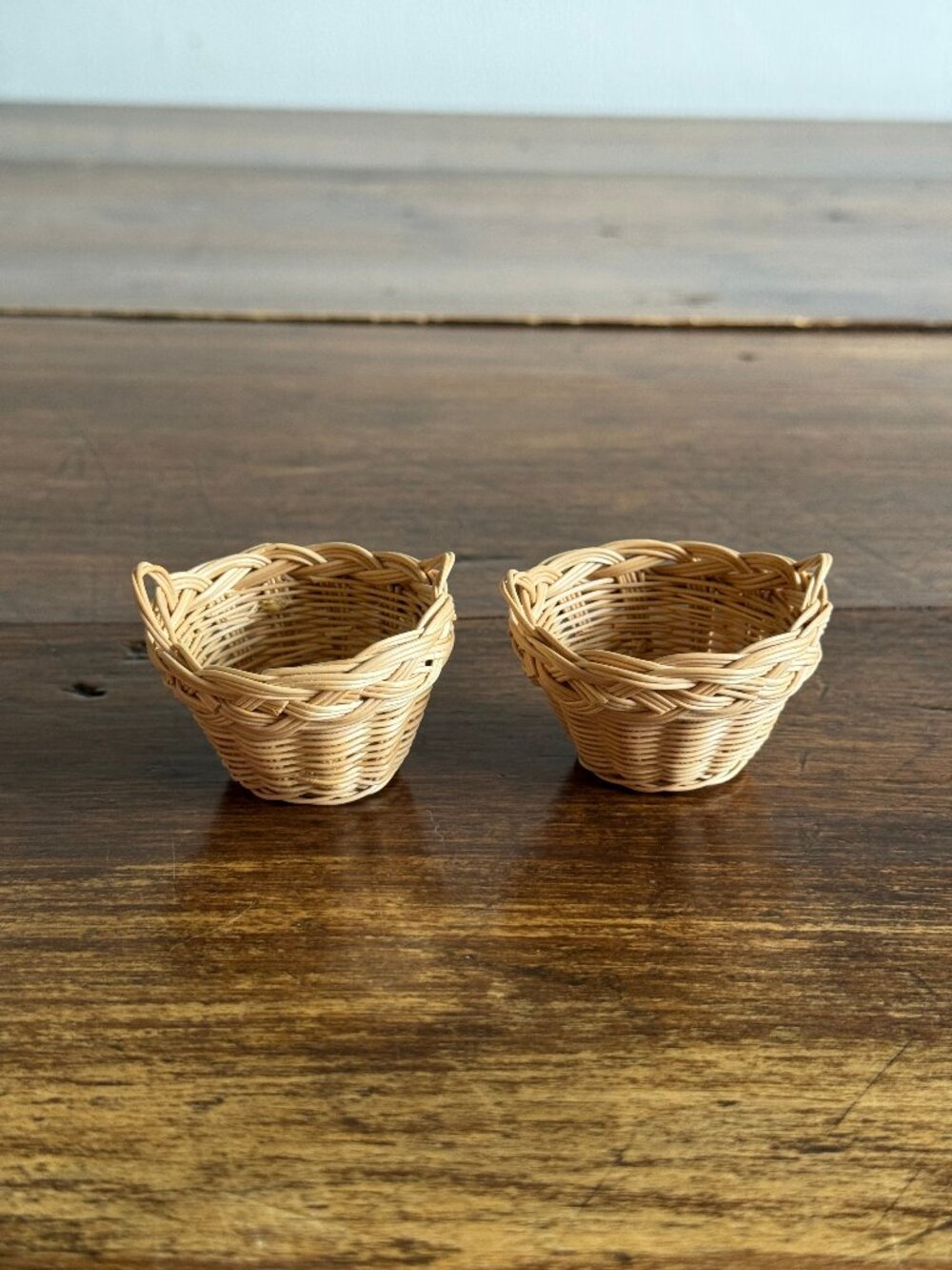 Miniature Doll House Basket Pair - Woven Basket Set of Two